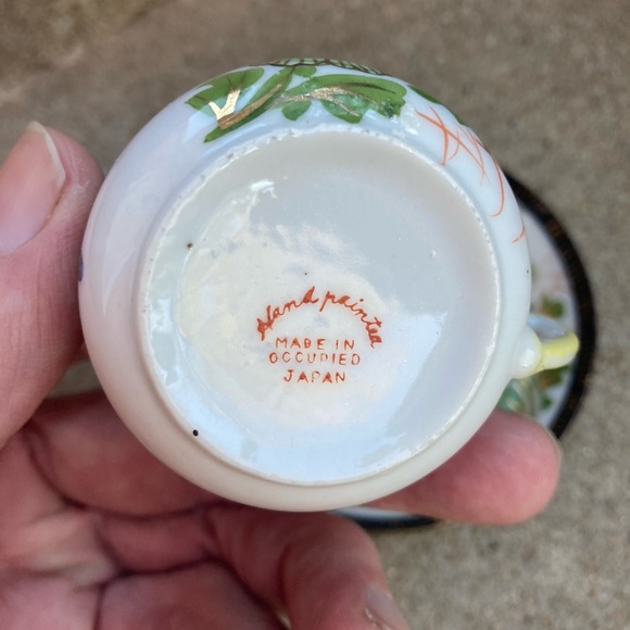 Vintage Made In Occupied Japan Mini Tea Sake Cup and Saucer Hand Painted (EXC) - Picture 11 of 14